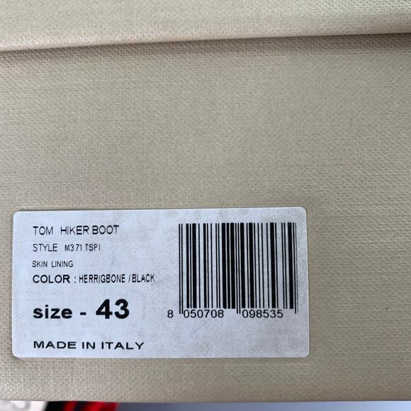 MONTELLIANA Size 10 Tom Hiker Grey Black Tweed Wool Hiking Ankle Boots - Picture 10 of 10